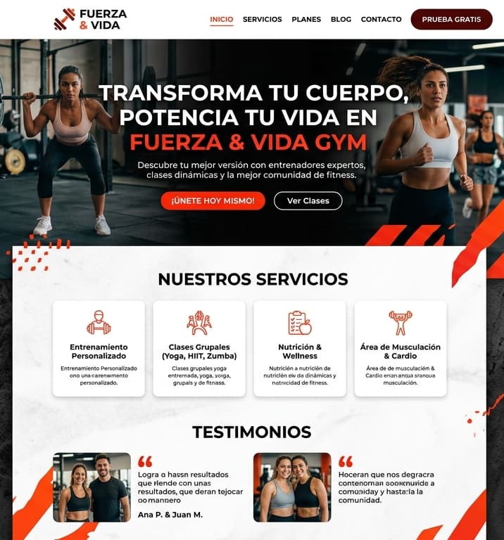 Landing Page de un gimnasio